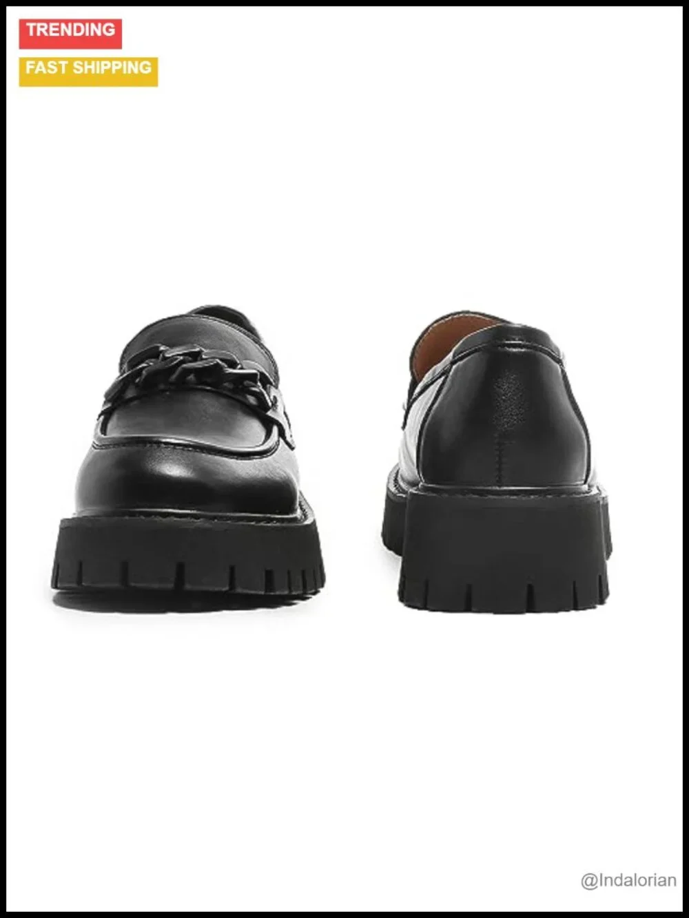 Chunky Loafers Women Platform Heel Lug Sole Slip Ons PU Leather Round Toe